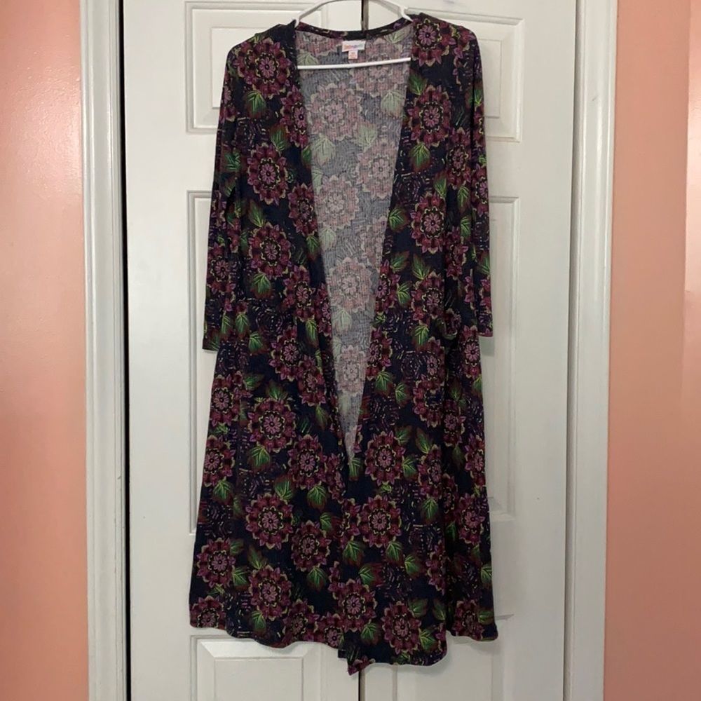 Lularoe XS long line pocket floral cardigan soft duster